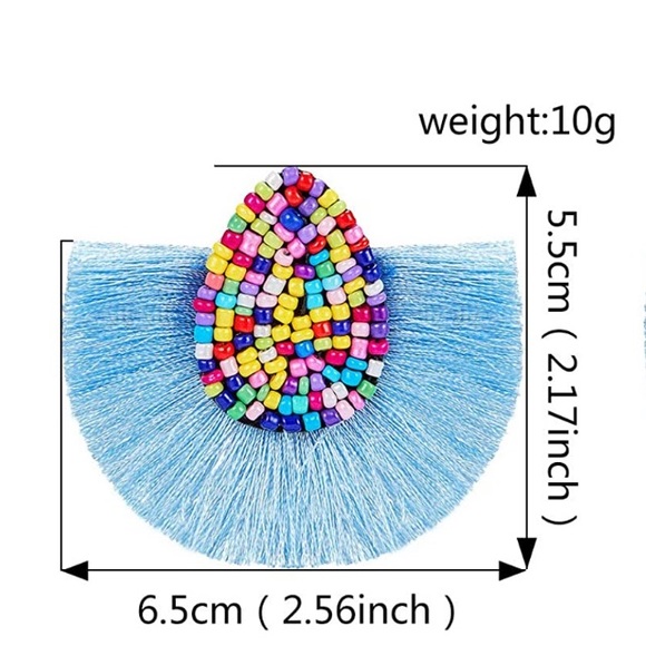 2 for $12.00 Boho Fan Tassel Beaded Earrings - Picture 5 of 6